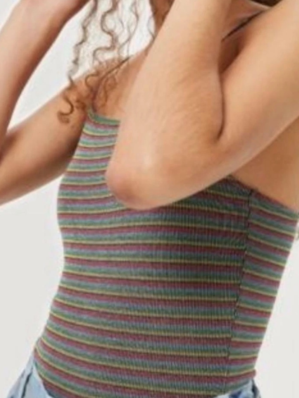 TOPSHOP Metallic Multicolor Stripe Bodysuit Tank Top/Cami US Size 0 - Picture 1 of 7